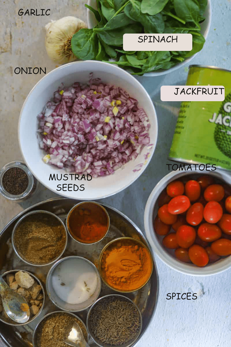 Jackfruit Curry list of ingredients.