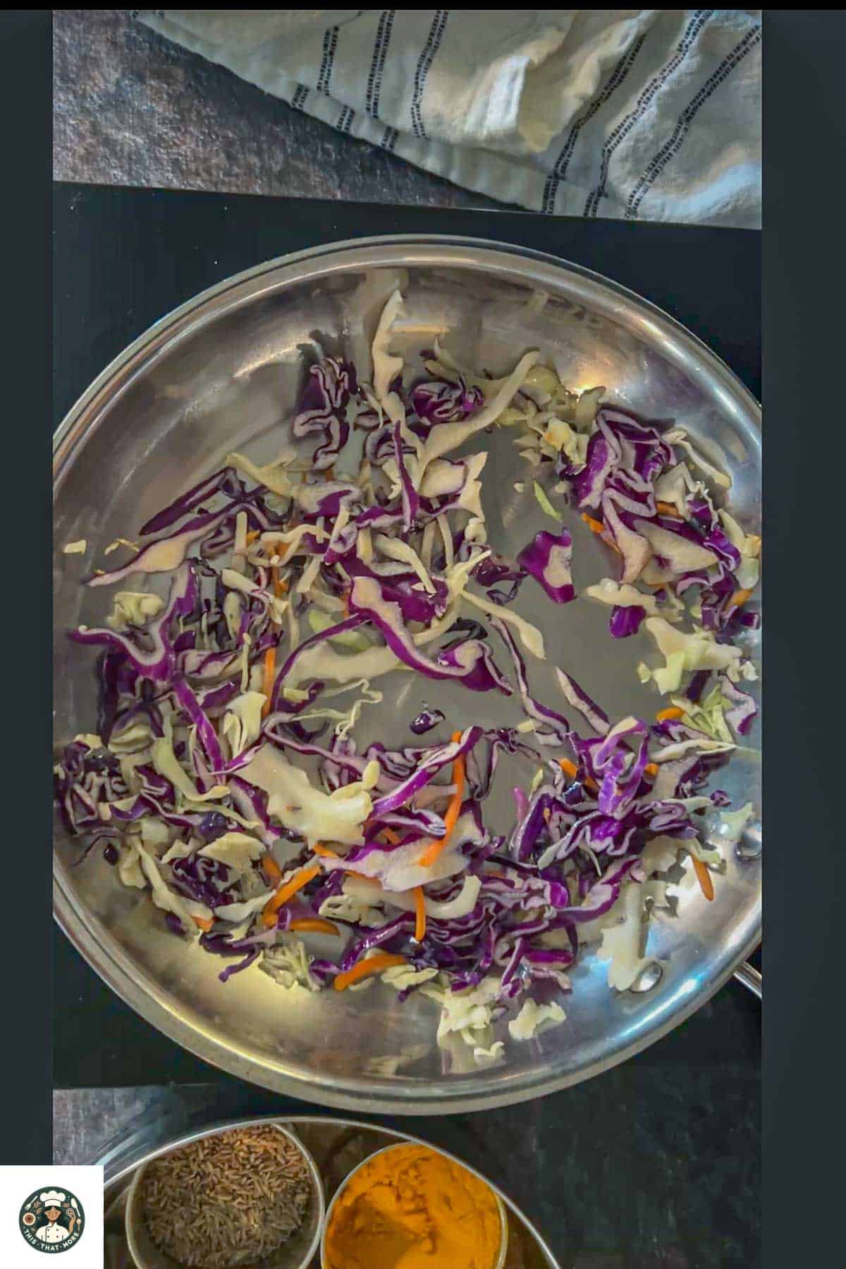 Add coleslaw in a pan and saute.