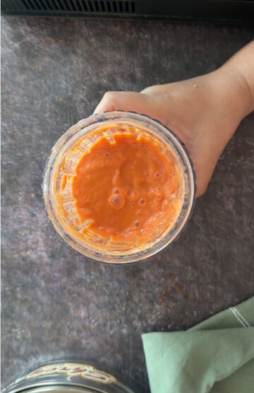 Blend onion and tomatoes until smooth.