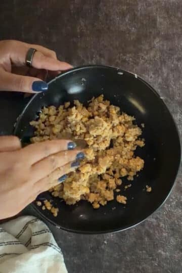 Spiced chana dal and potato filling for aloo tikki.