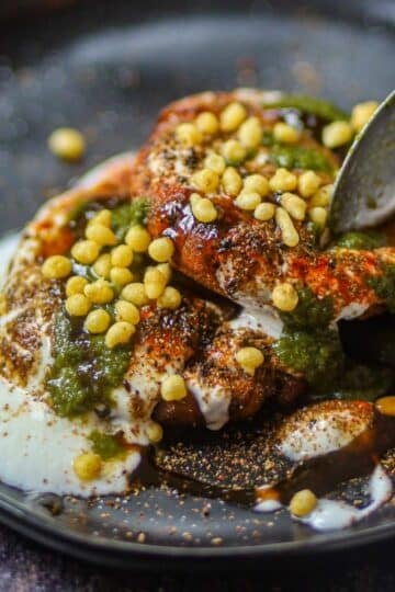 Crispy golden aloo tikki potato patties.