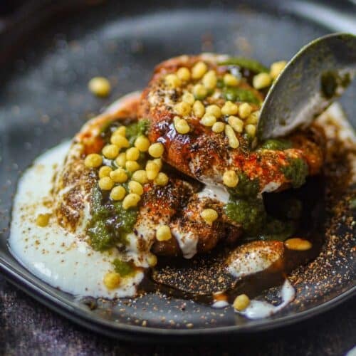 Crispy golden aloo tikki potato patties.