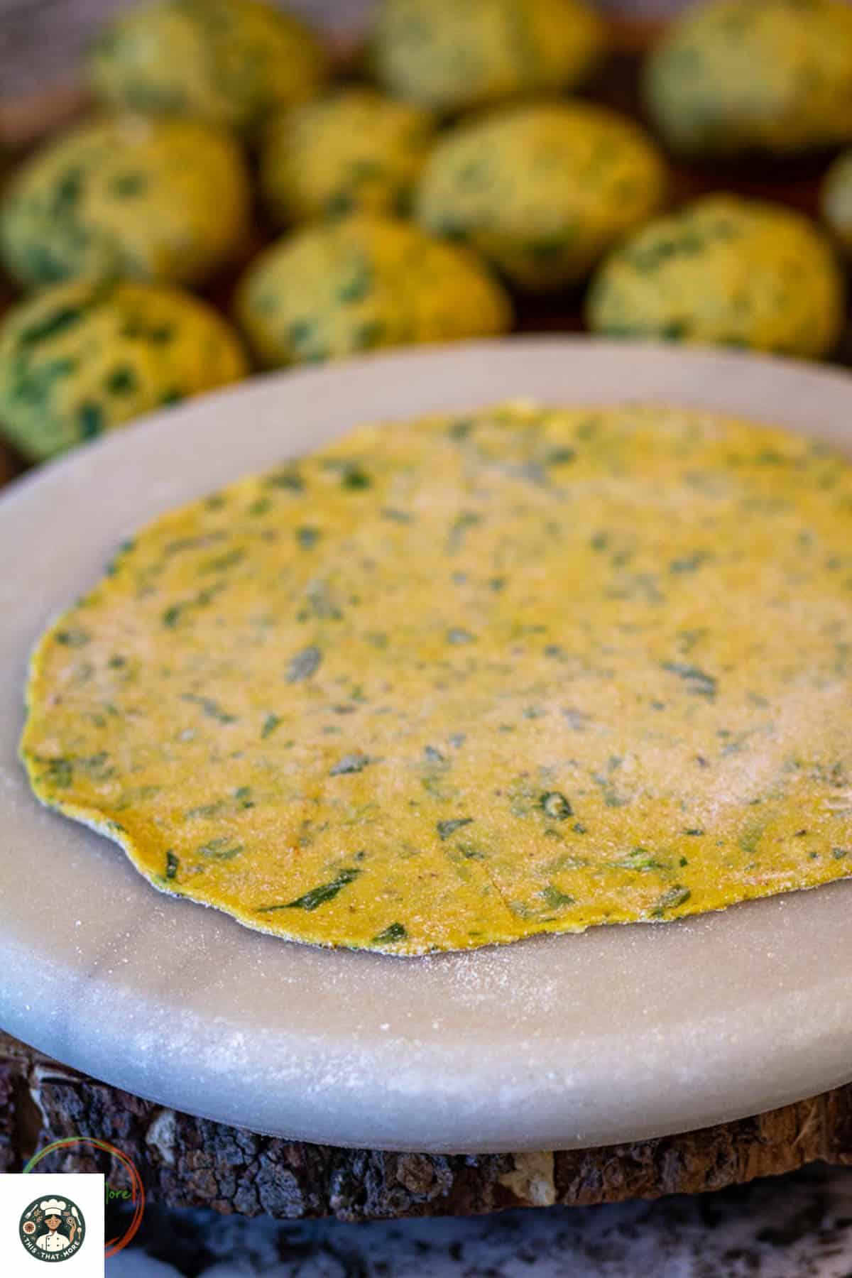 Image of rolled dough until flat.