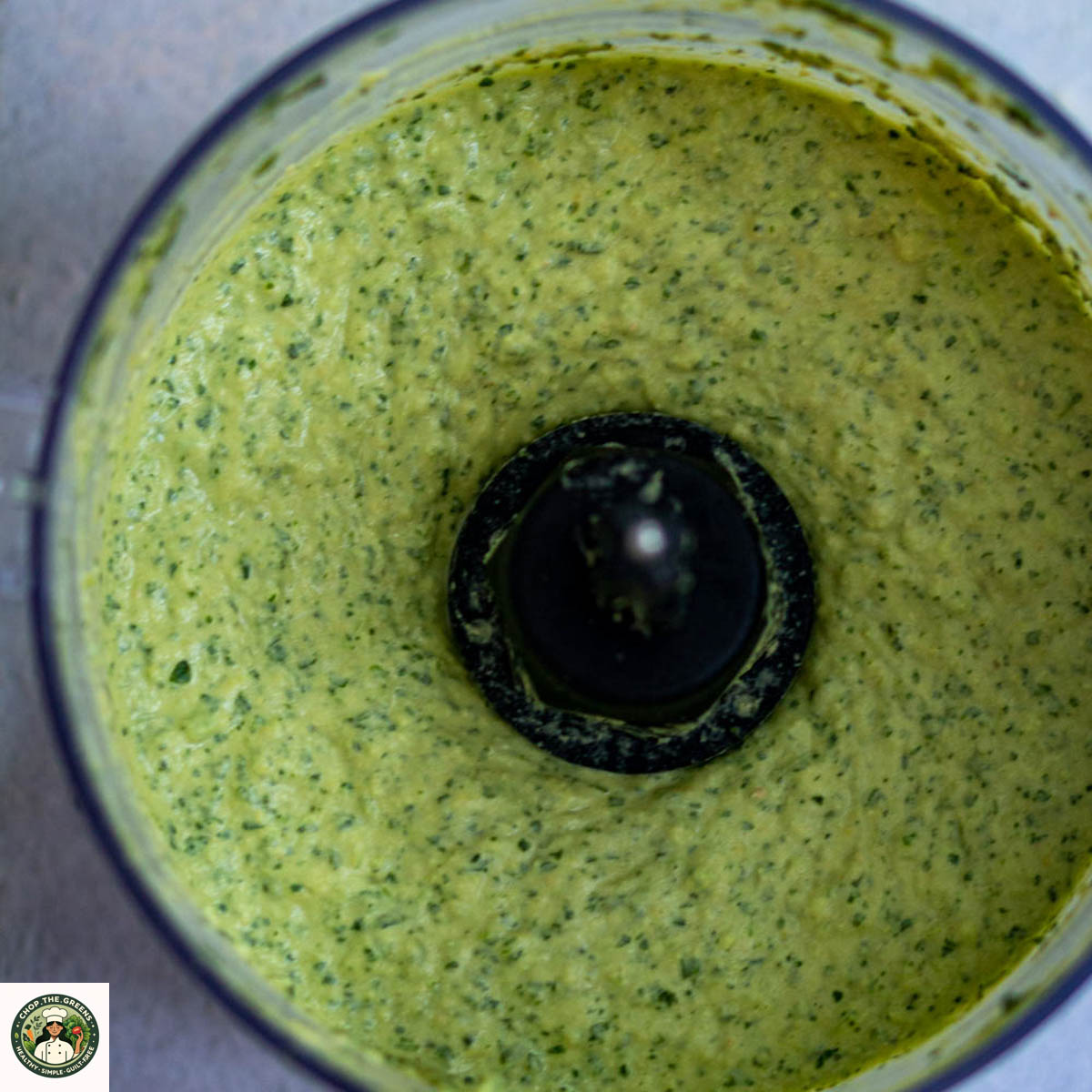 Cilantro jalapeño hummus blended until smooth and creamy.