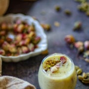Stovetop sabudana kheer topped with nuts.