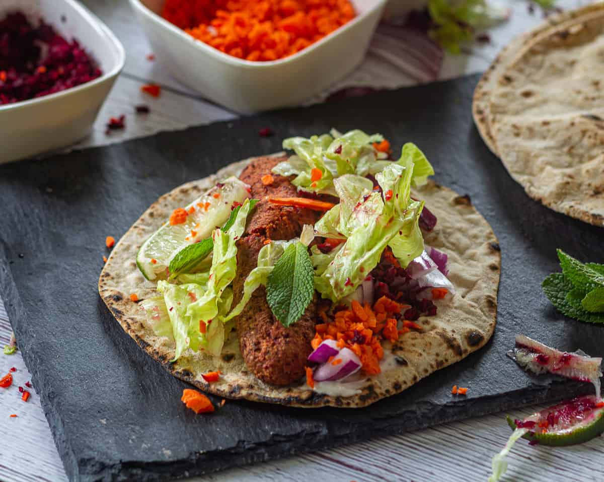 VEG SEEKH KABOB IN THE ROLL