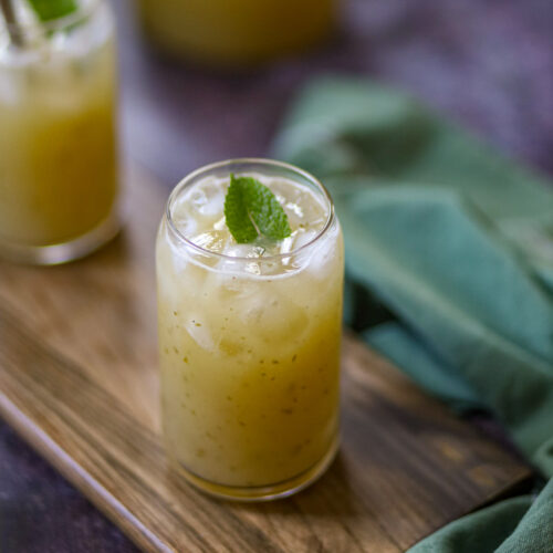 Aam panna made with raw green mango and mint.
