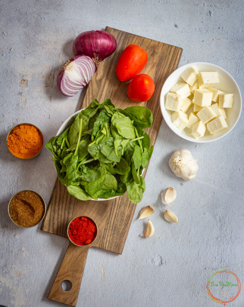 Palak Paneer Ingredients.