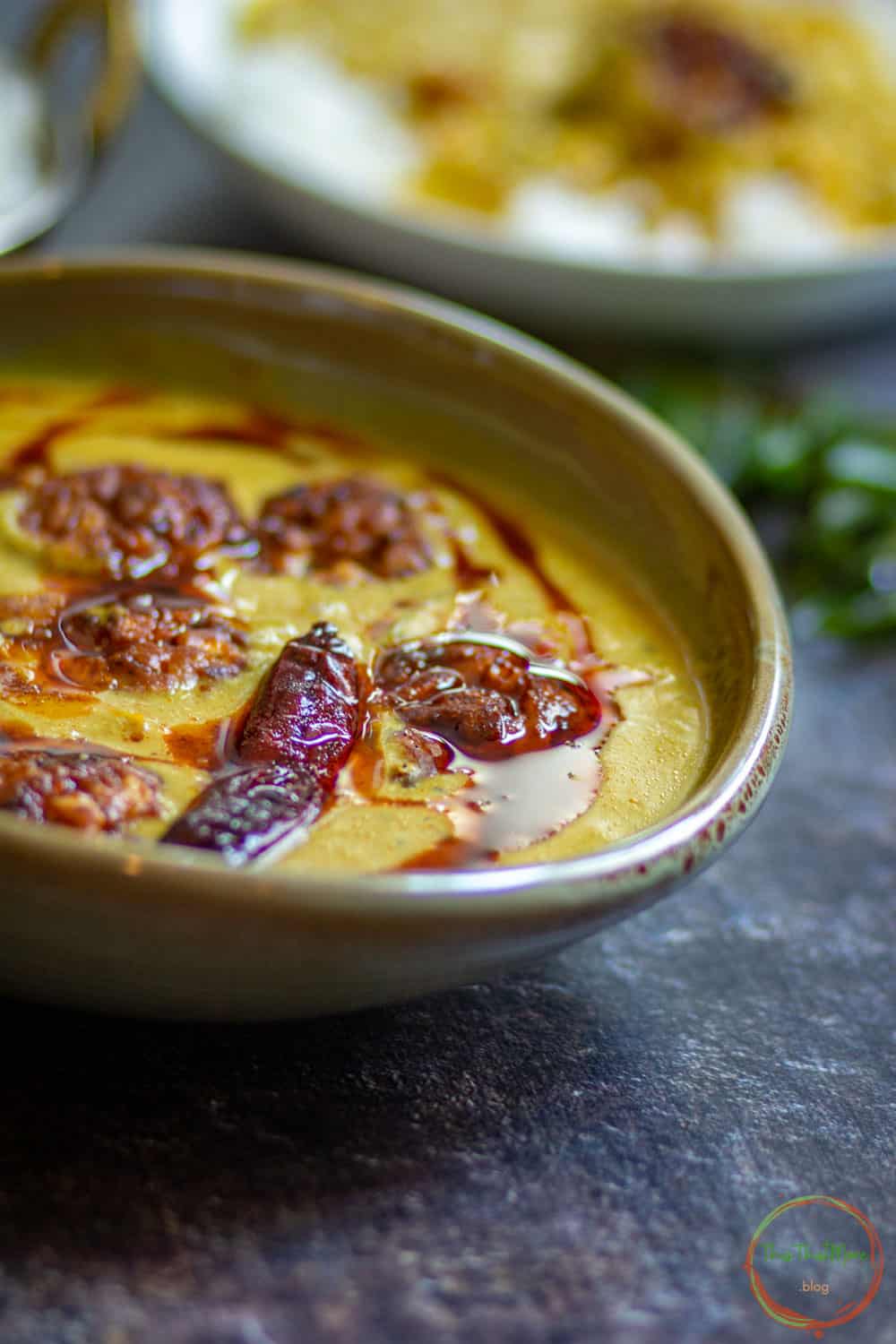Pakoras dunked in punjabi kadhi