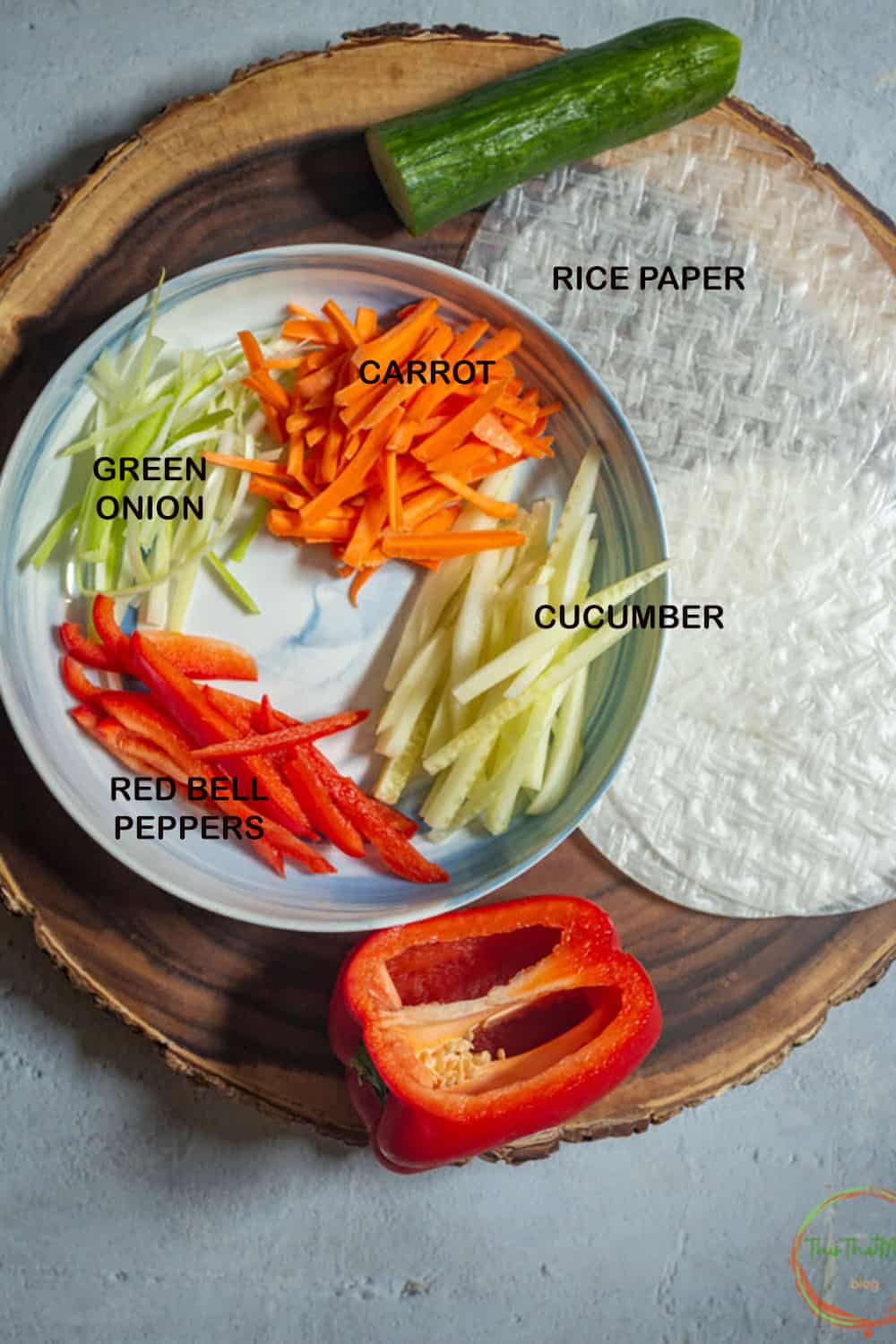 Vegan Summer Rolls list of ingredients.