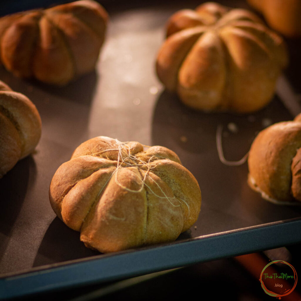 bake these pumpkin shaped balls in the oven at 350 degrees