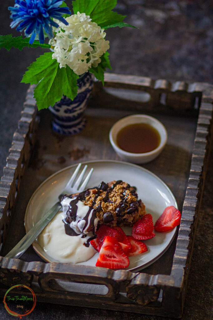 bake doats in aplate on a tray with some maple syrup