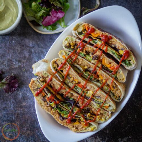 featured image of lined vegan crunchwrap supreme