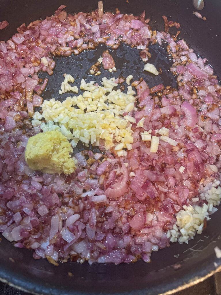 add ginger garlic paste & fry