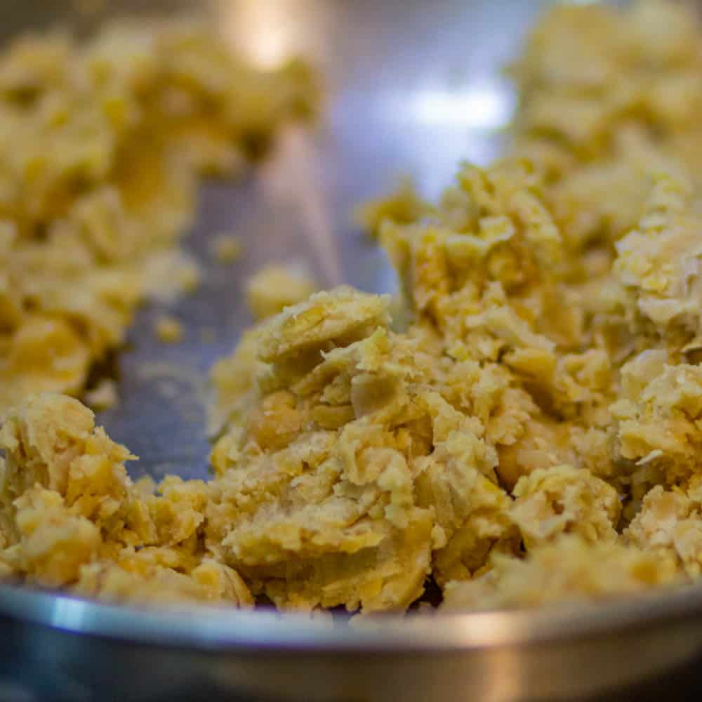 mash the chickpeas in the skillet