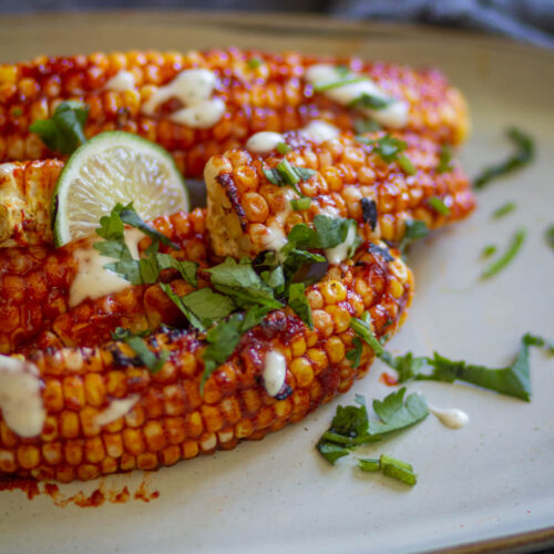 this is a featured image of air fryer corn ribs