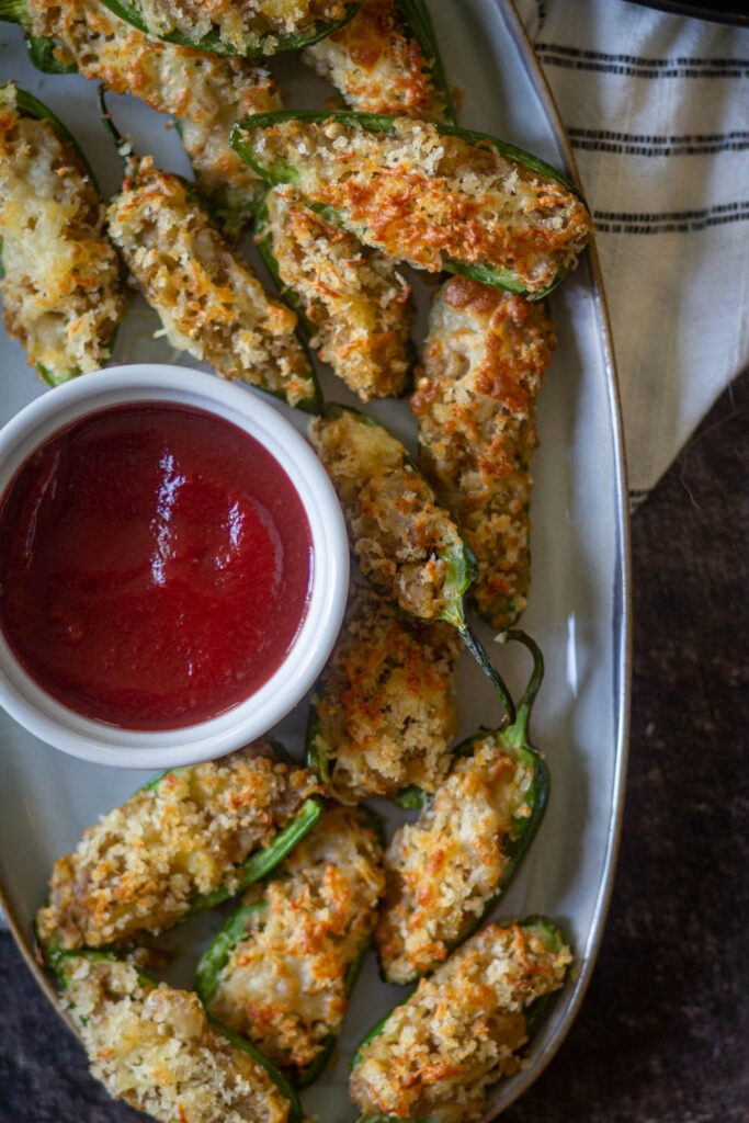 air frye rjalapeno poppers placed vertically