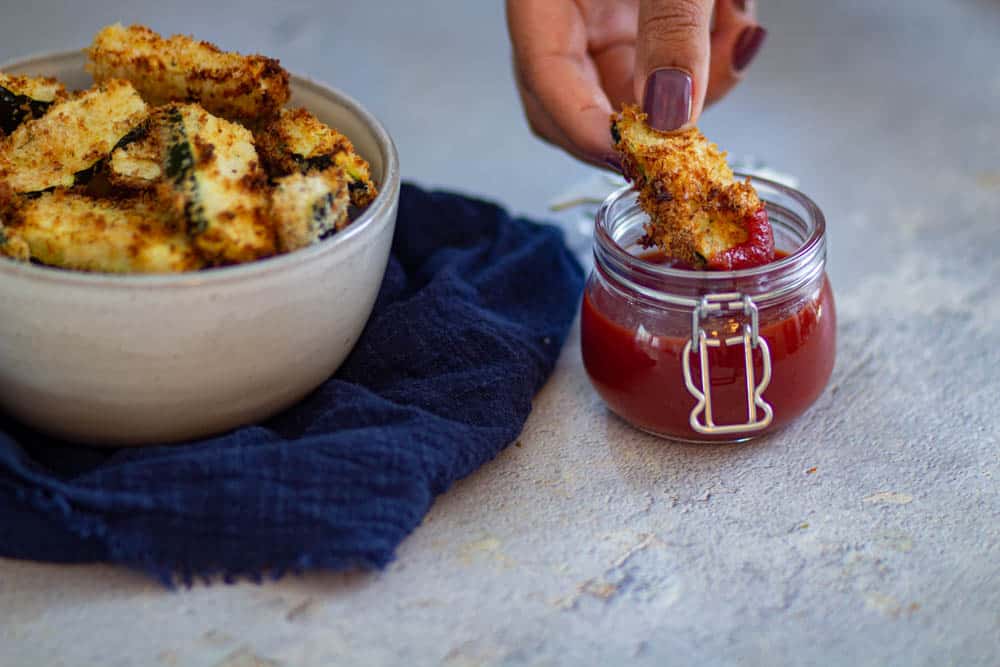 serve zucchini fries with ketchup