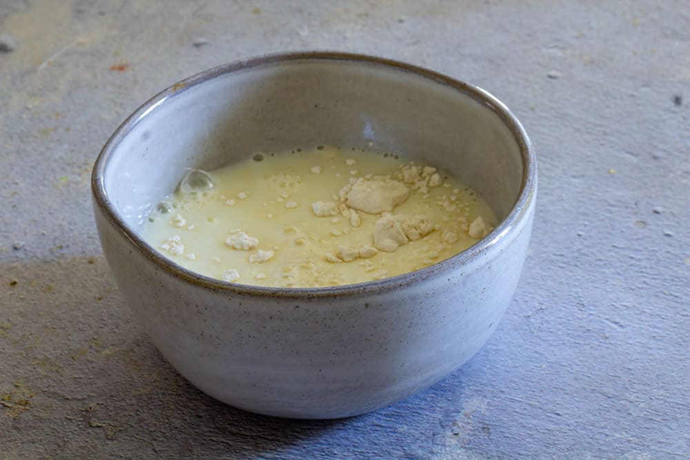 whisk milk with flour until smooth & creamy