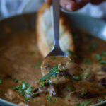 Hungarian Mushroom Soup picked in a spoon