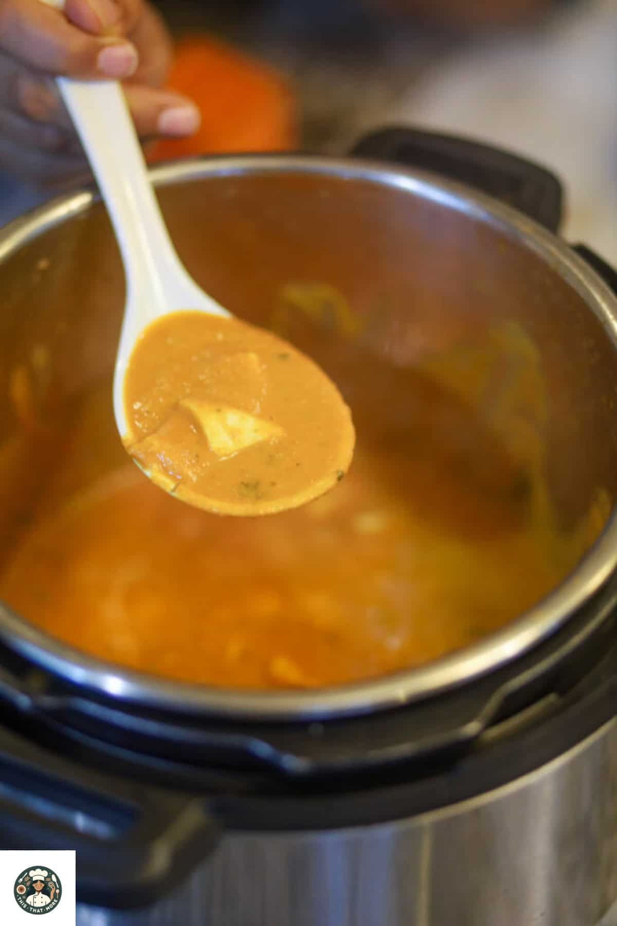 Image of a spoonful of shahi paneer.