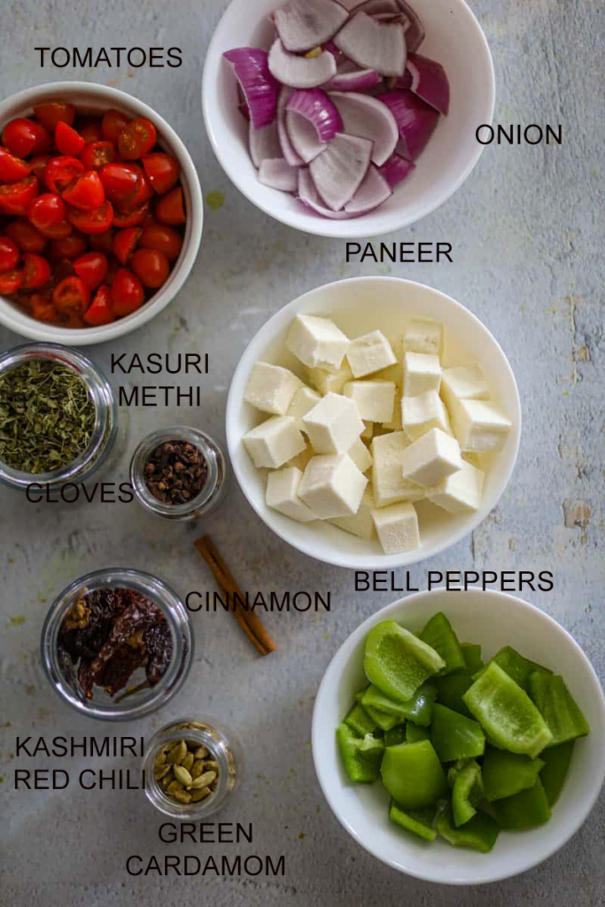 Kadai Paneer Ingredients