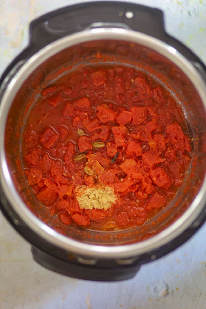 Saute tomatoes & ginger and soft & mushy.