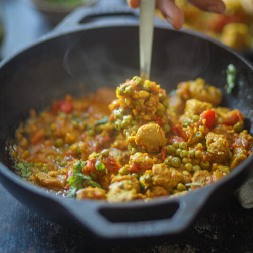 a spoonful of soya chunks.