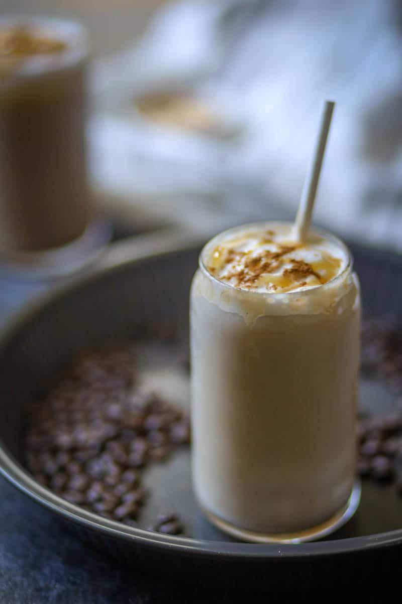 Caramel Iced Coffee served in a tall glass.
