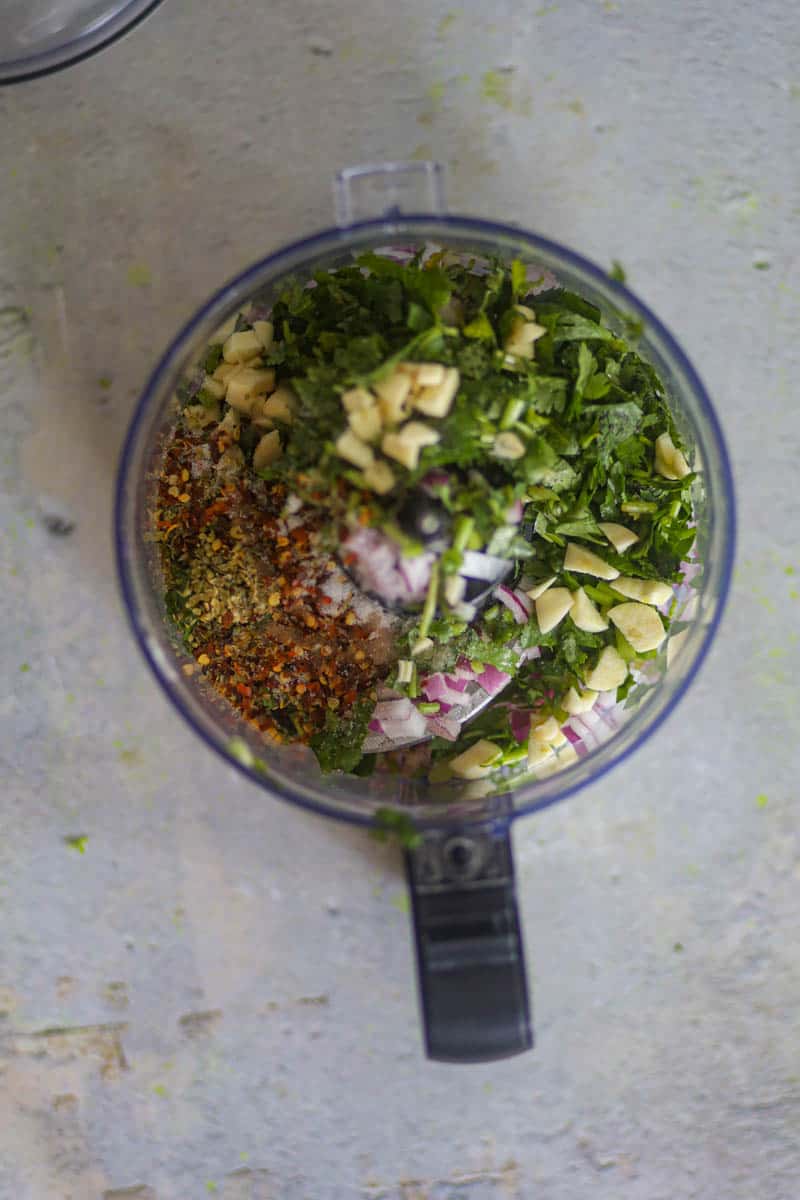 Add the chopped ingredients in the food processor.