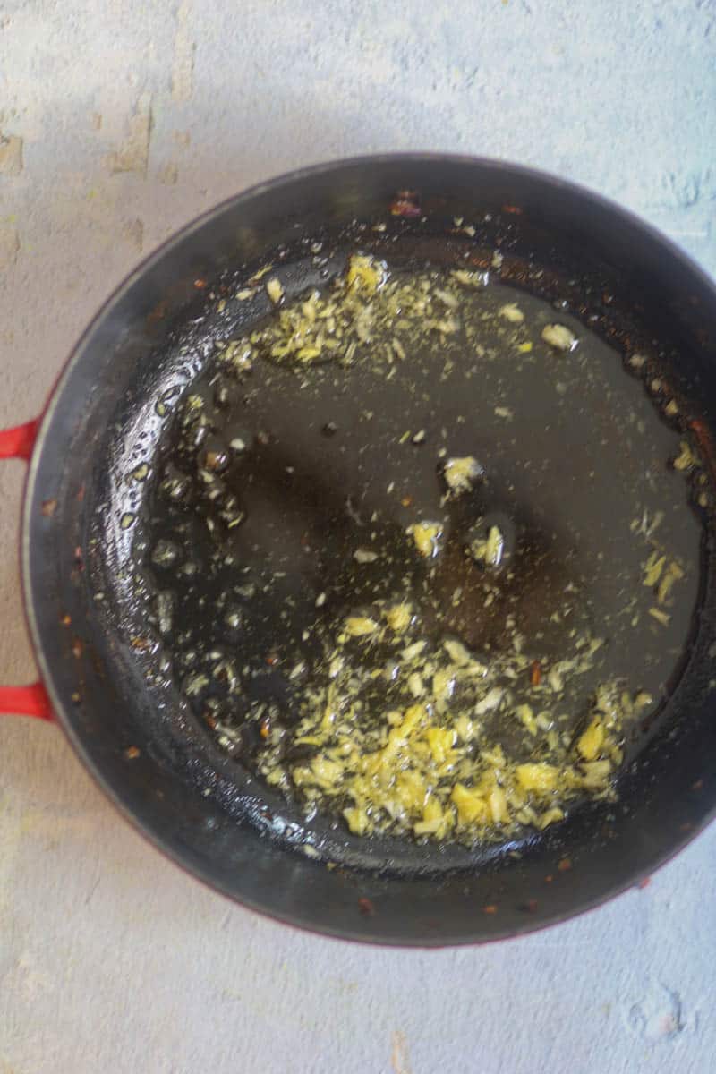 Cook ginger and garlic for 1-2 minutes.