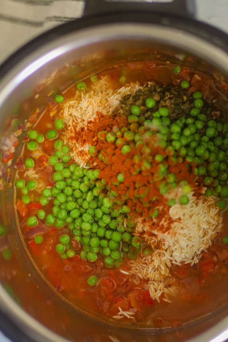 Add chimichurri sauce and spices.