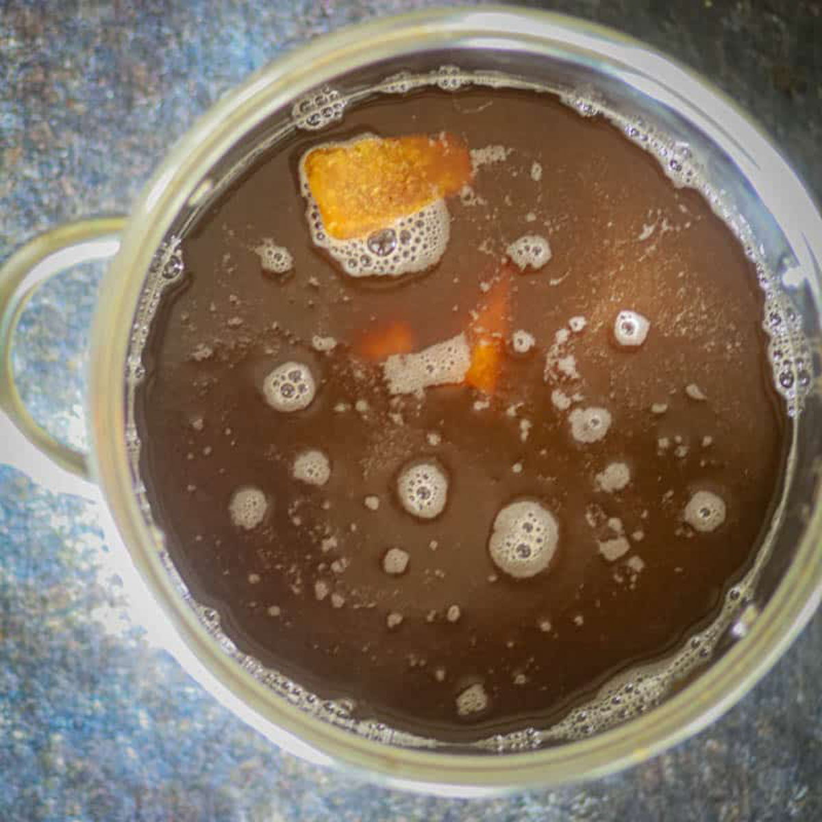 Jaggery added to tamarind chutney.