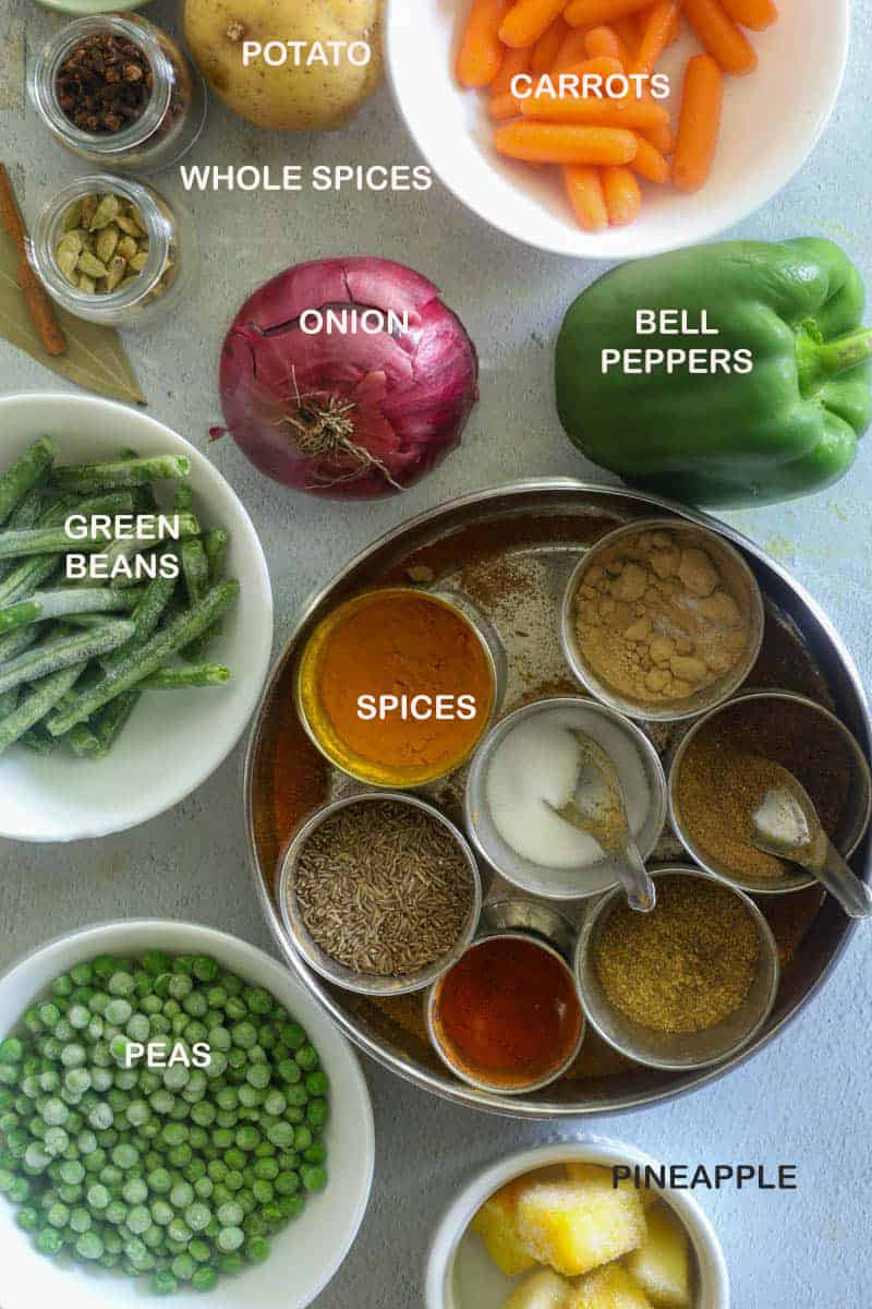 Navratan Curry - list of ingredients.