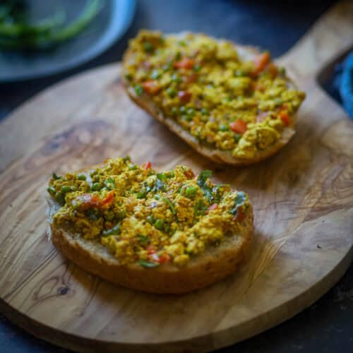 Tofu Bhurji on a toasted bun.