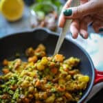 A spoonful of aloo gajar matar.