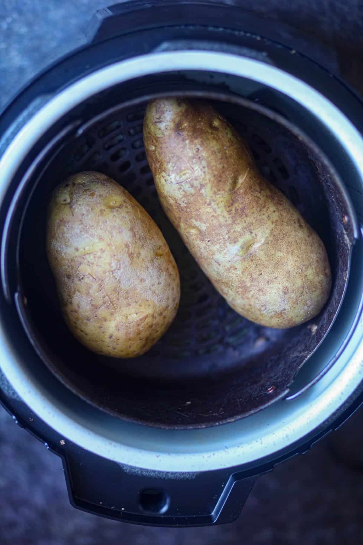 Air fry the potatoes in ninja foodi.