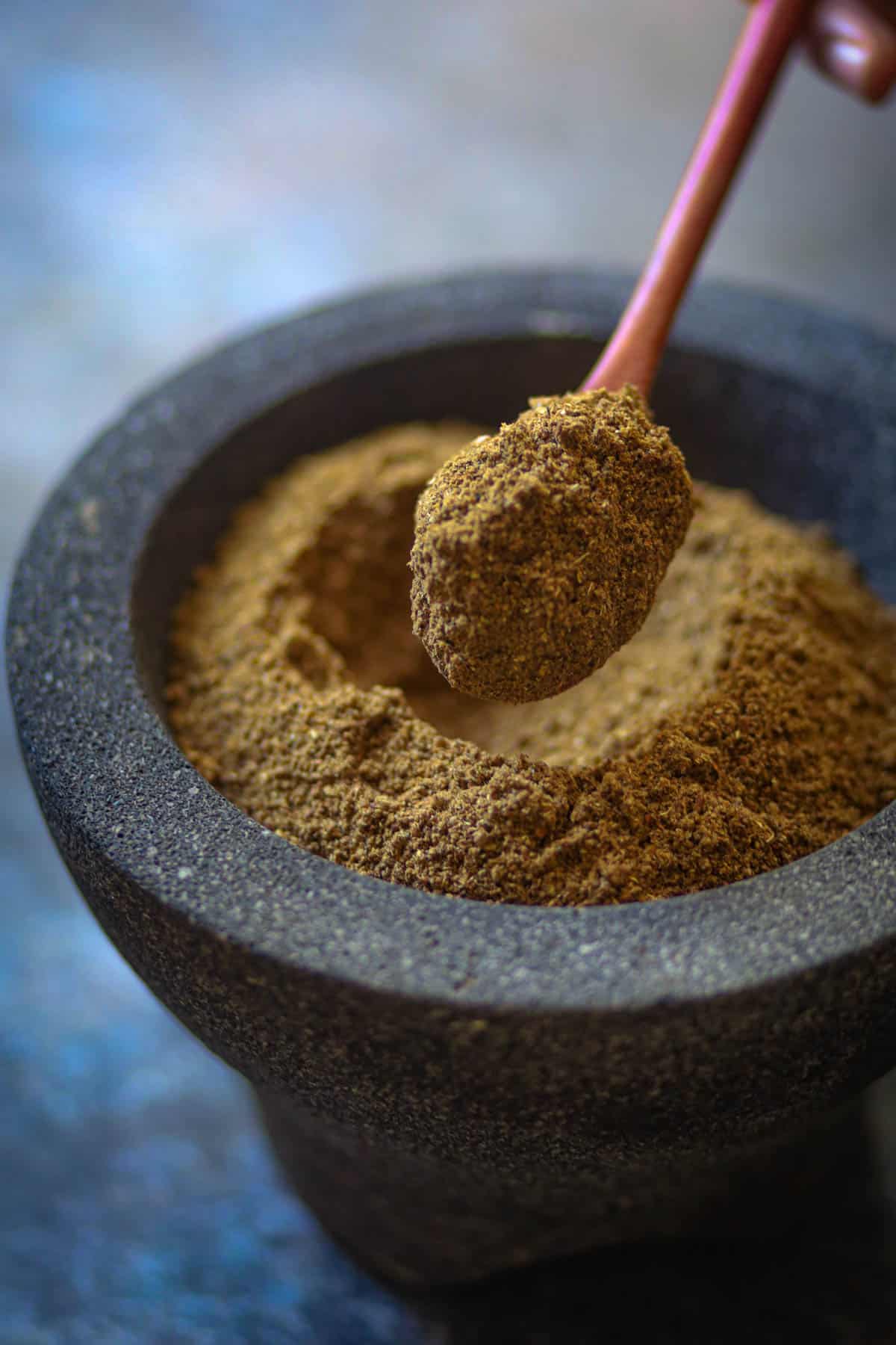 A spoonful of Punjabi garam Masala.