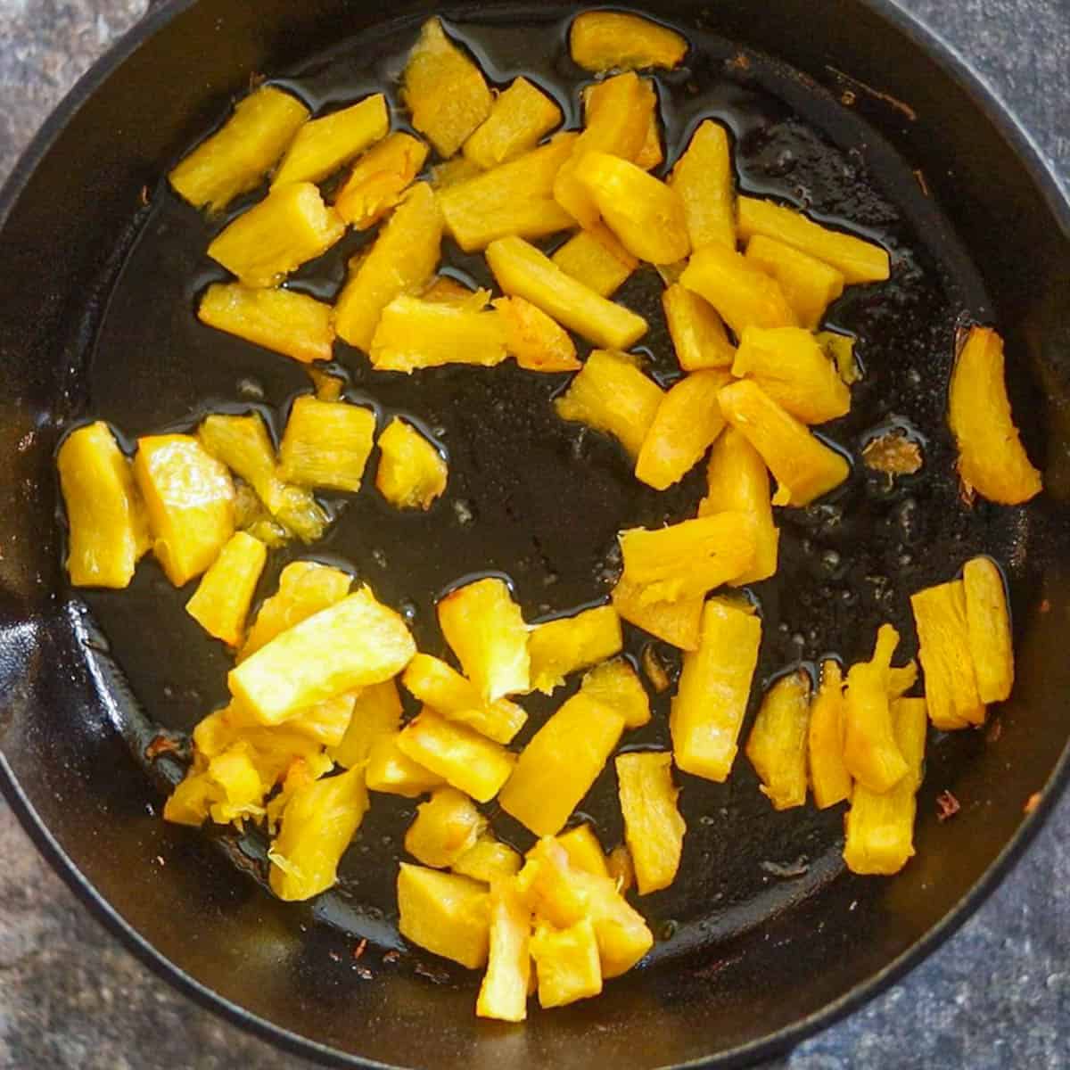 Roast pumpkin in the oven.