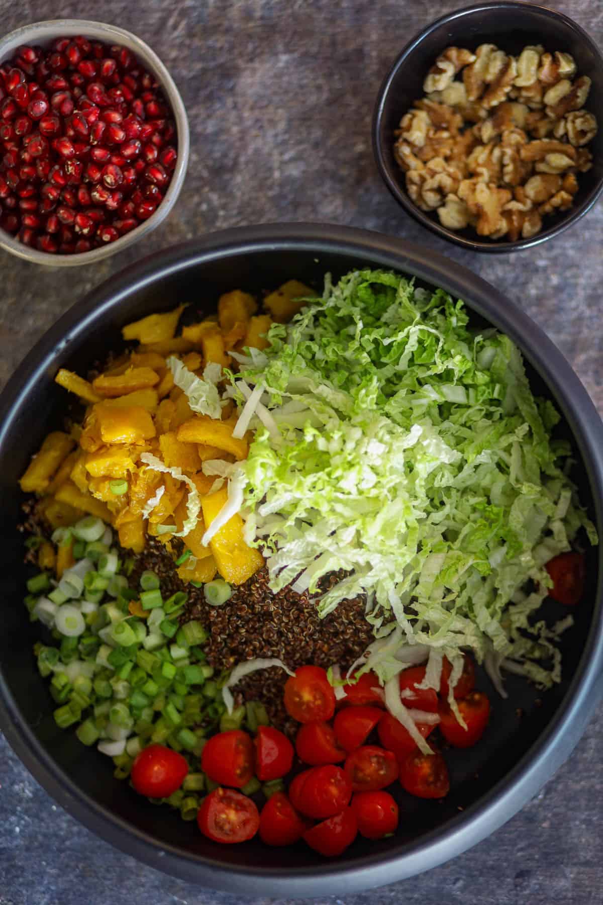 Top it with veggies and nuts.