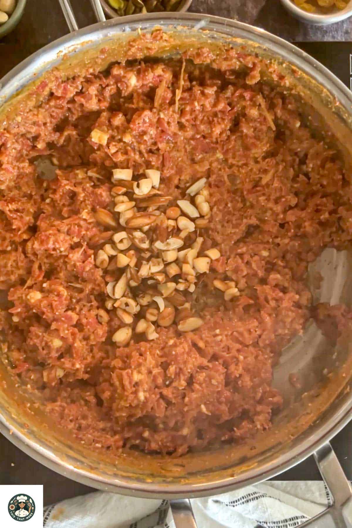 Add fried nuts to the Khoya Gajar Halwa recipe.