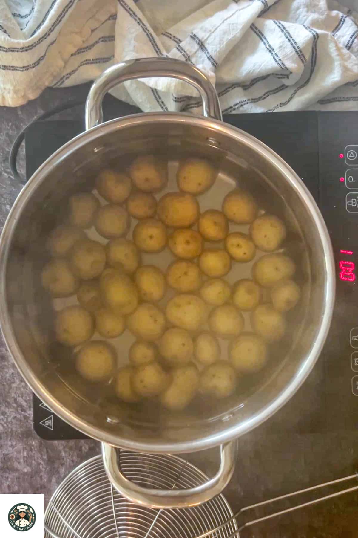 Boil the potato in salted water.