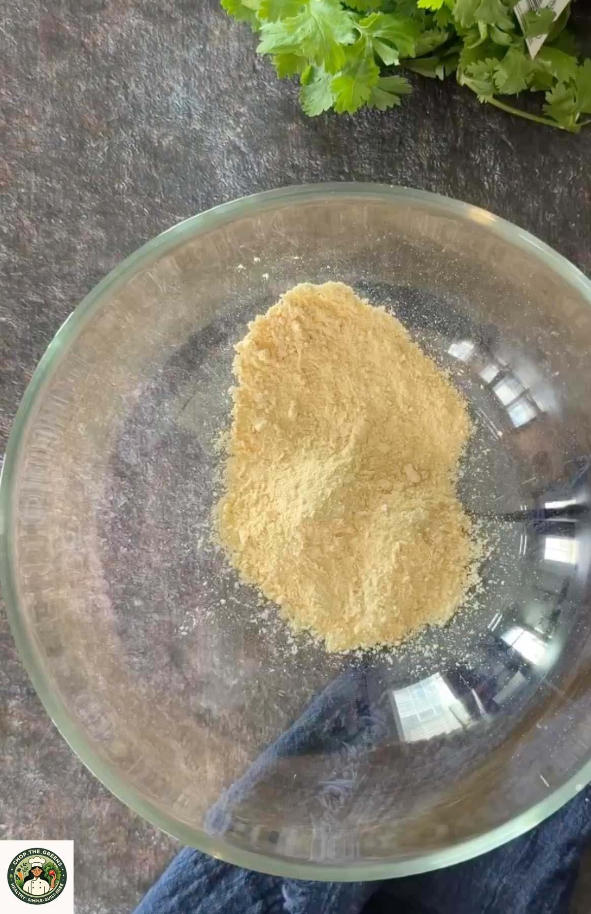 Roasting besan in the pan.