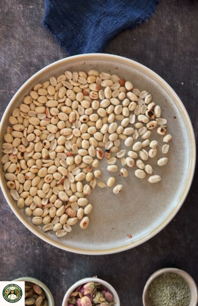 Peeled roasted peanuts ready for making peanut chikki.