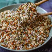 Fresh bean sprouts in a bowl.