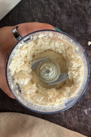 Smooth blended tofu for protein roti dough.