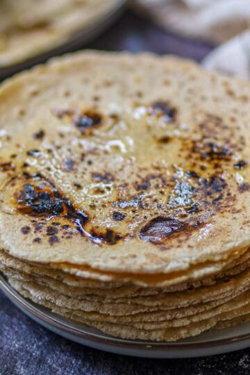 Stack of soft protein roti made with tofu and whole wheat atta.