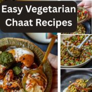 Easy vegetarian chaat recipes including aloo tikki chaat, sprouts chaat, dahi bhalla and sweet potato chaat.