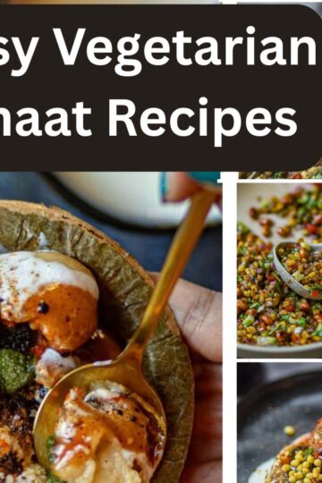 Easy vegetarian chaat recipes including aloo tikki chaat, sprouts chaat, dahi bhalla and sweet potato chaat.